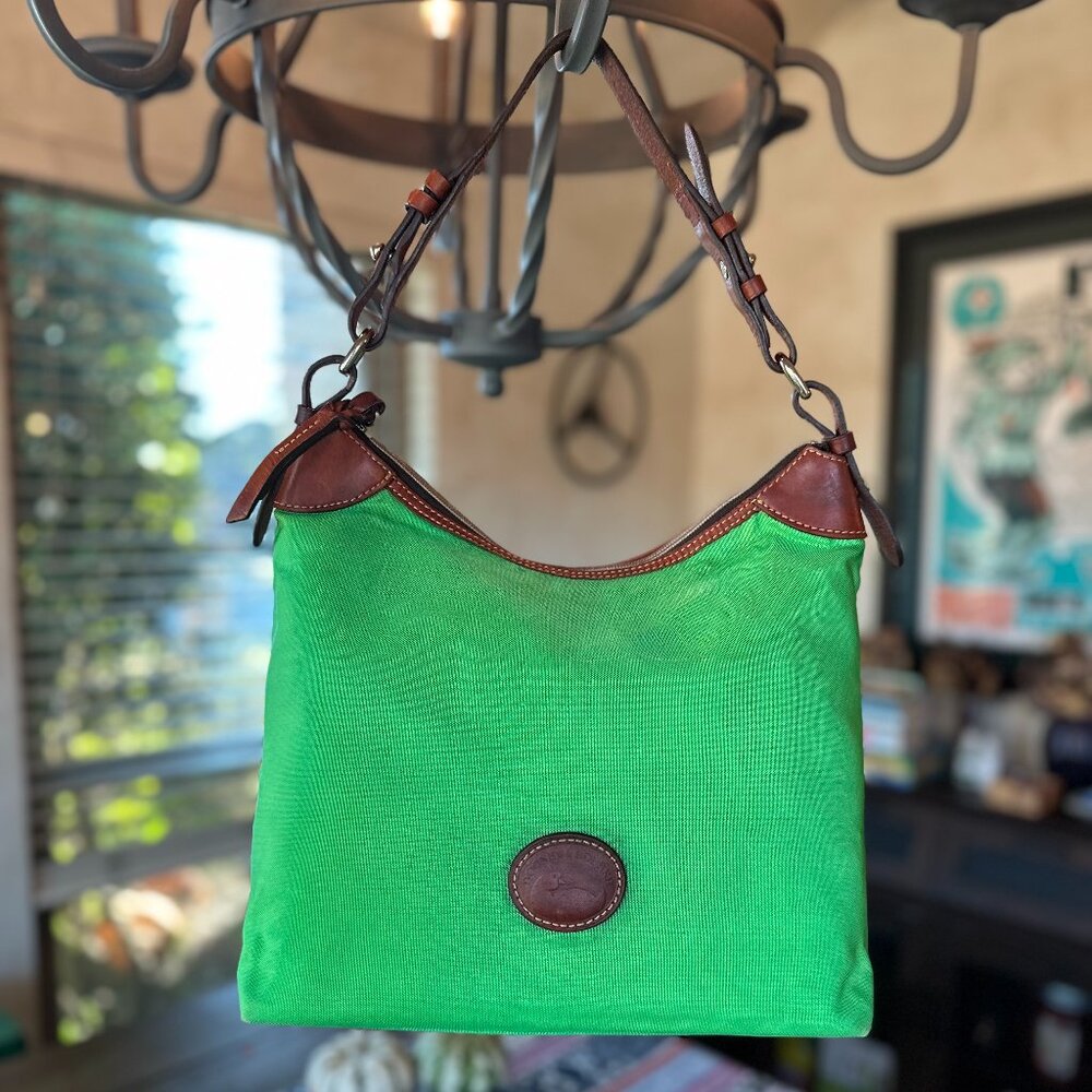 Dooney & Bourke Bright Green Nylon Hobo Shoulder Bag, Preowned